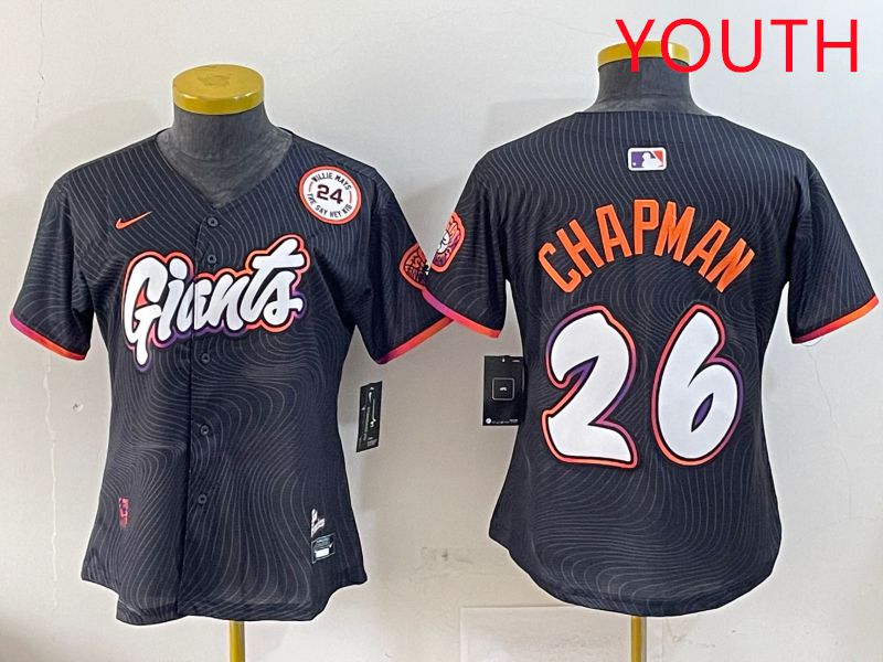 Youth San Francisco Giants #26 Chapman Black Joint Name Nike 2025 MLB Jersey style 9